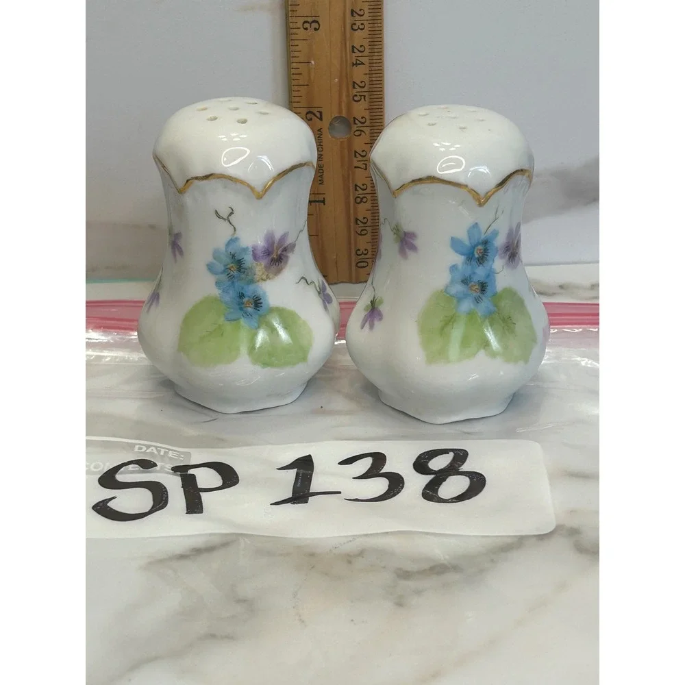 Vintage Kormendi 1980 Hand Painted Floral Porcelain Salt and Pepper Shakers Set